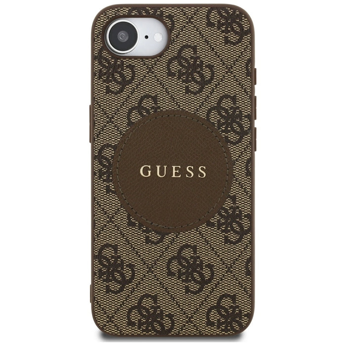 Guess 4G Circle Classic Logo MagSafe case for iPhone 16e - brown
