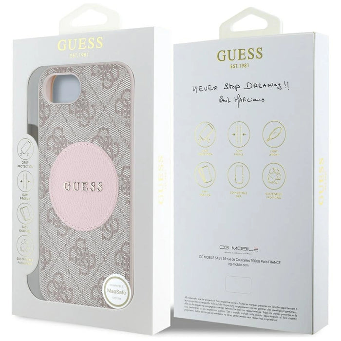 Guess 4G Circle Classic Logo MagSafe case for iPhone 16e - pink