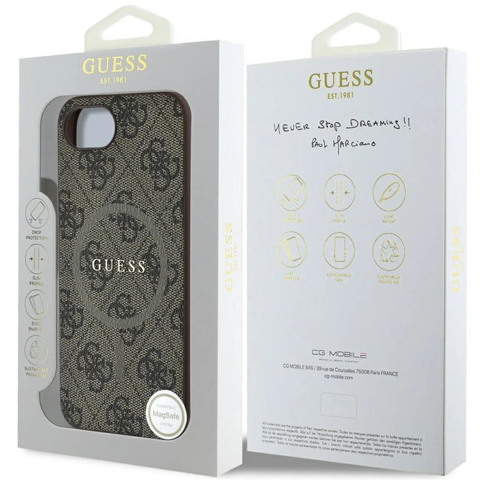 Guess 4G Ring Classic Logo MagSafe iPhone 16e Case - Brown