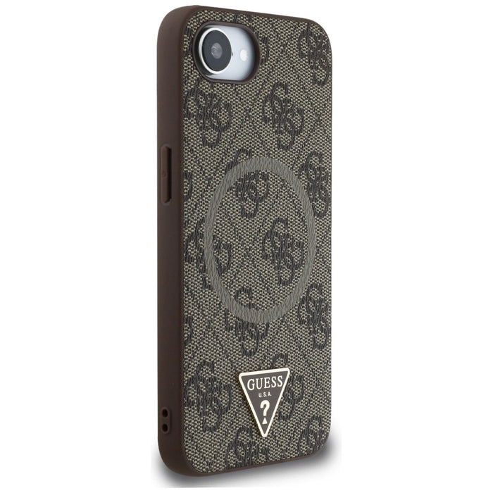 Guess 4G Ring Triangle Logo MagSafe iPhone 16e Case - Brown