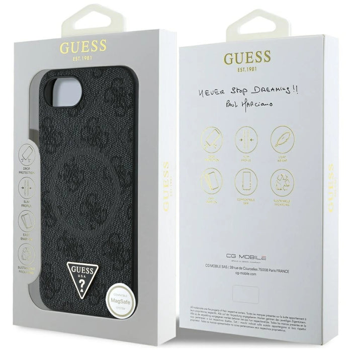 Guess 4G Ring Triangle Logo MagSafe case for iPhone 16e - black