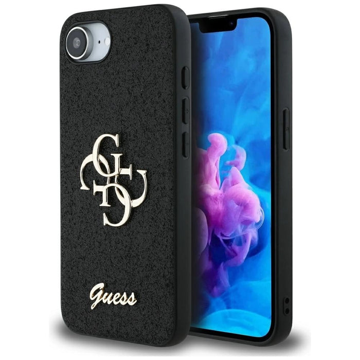 Guess Fixed Glitter Big 4G case for iPhone 16e - black