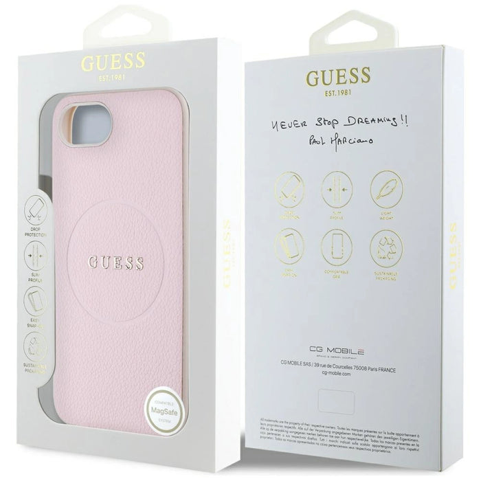 Guess Grained Ring MagSafe iPhone 16e Case - Pink