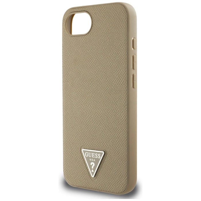 Guess Grained Triangle MagSafe case for iPhone 16e - brown