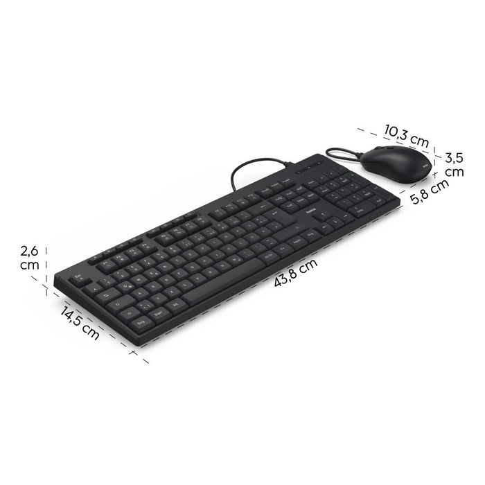 HAMA Wired keyboard and mouse set CKM-200, USB-A, USB-C
