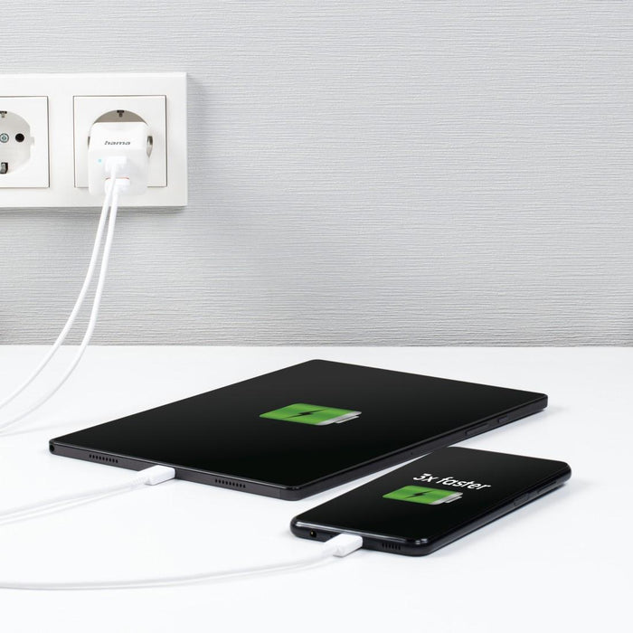 Зарядно устройство Hama 201643 100-240V PD/QC/GaN 65W 1xUSB-C 1xUSB-A