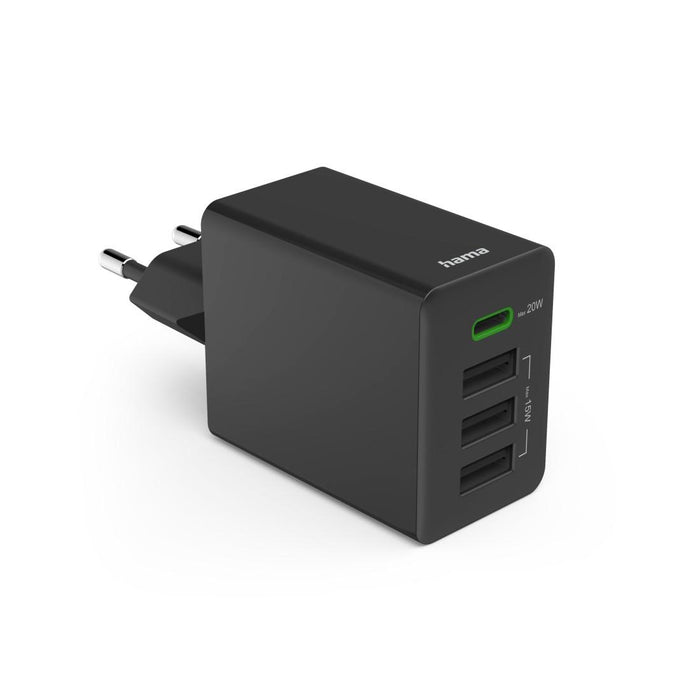 HAMA Mini Charger 220V 35 W, 1x USB-C PD, 3x USB-A, Black