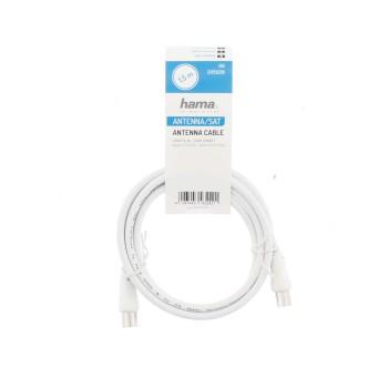 Antenna cable HAMA 205029, Coaxial male - Coaxial female, 3 m, 75dB, Shielded, White