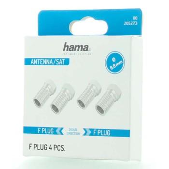 HAMA adapter, F-connector male, Metal, 4 pieces