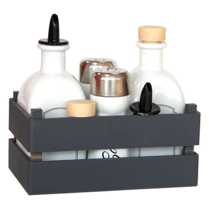 5-PIECE OLIVE SET IN WOODEN CASE GREY HORECANO
