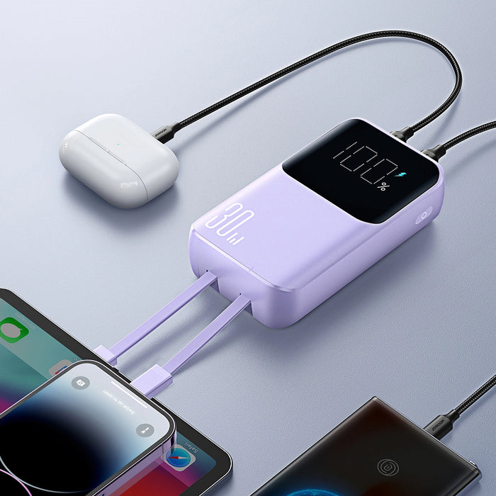 Joyroom JR-PBC06 mini power bank with built-in USB-C / Lightning cables 30W 10000mAh - purple
