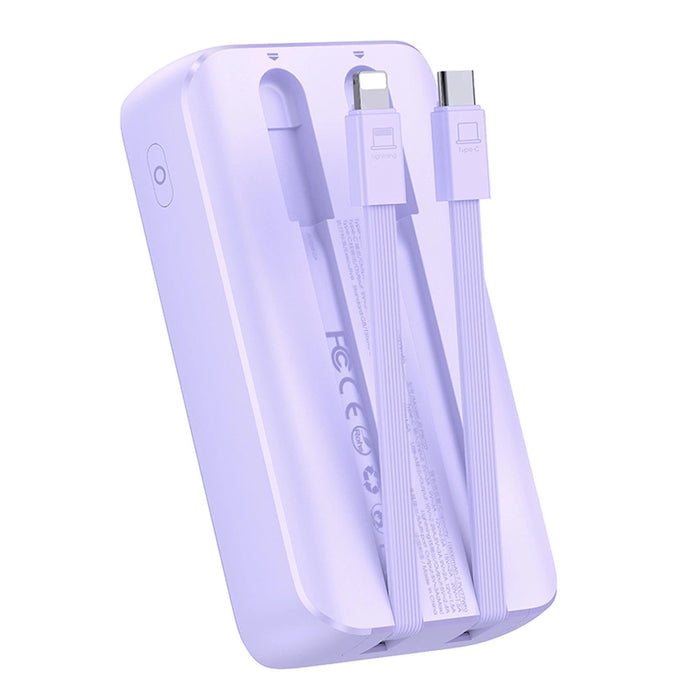 Joyroom JR-PBC06 mini power bank with built-in USB-C / Lightning cables 30W 10000mAh - purple