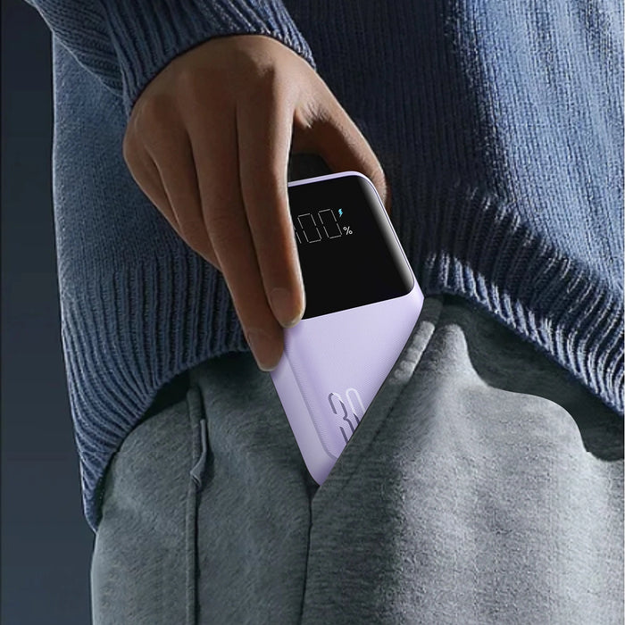 Joyroom JR-PBC06 mini power bank with built-in USB-C / Lightning cables 30W 10000mAh - purple