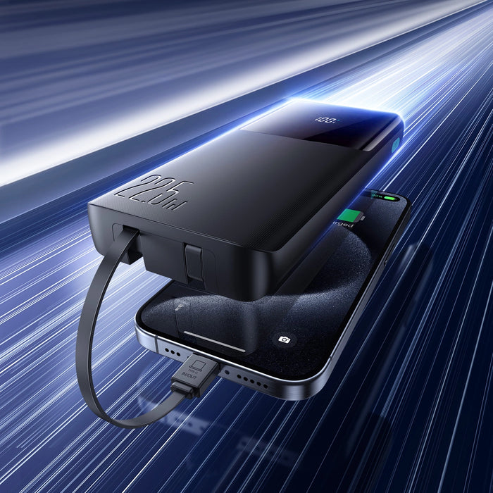 Joyroom JR-PBF19 22.5W 10000mAh Powerbank with Two Built-in Cables - Black