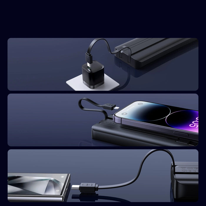 Joyroom JR-PBF19 22.5W 10000mAh Powerbank with Two Built-in Cables - Black