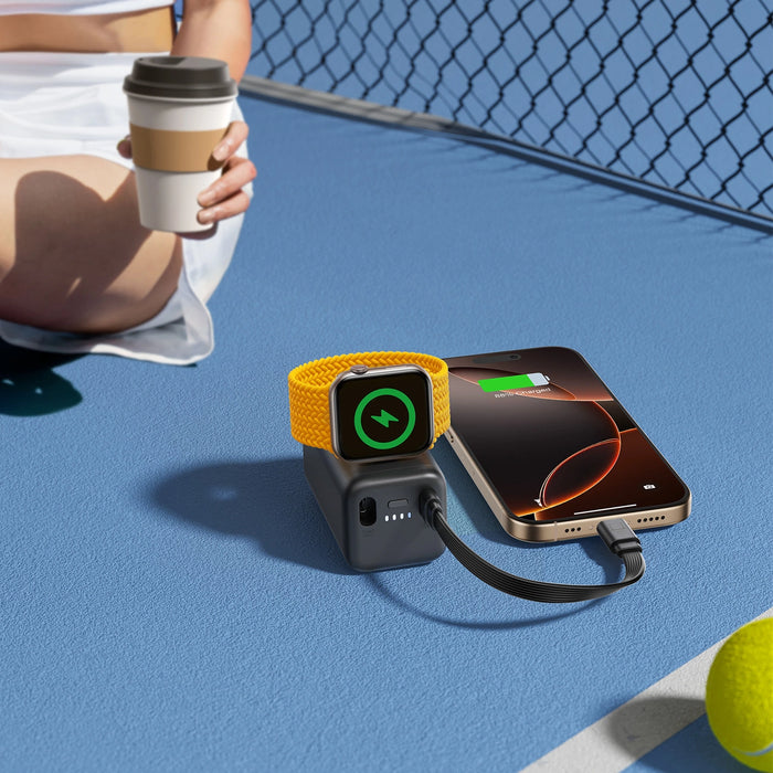 Joyroom JR-W13 5000mAh Wireless Power Bank for Apple Watch + USB-C and Lightning – Black