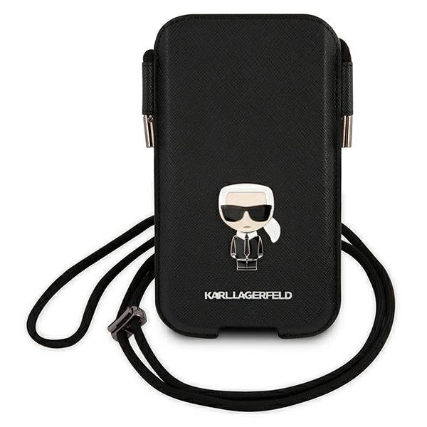 Karl Lagerfeld Torebka KLHCP12LOPHKMK 6,7" czarny/black hardcase Saffiano Ikonik Karl's