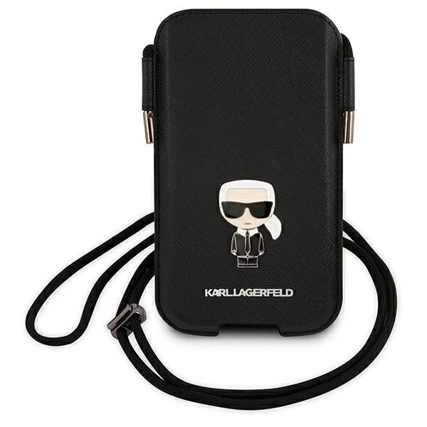Karl Lagerfeld Torebka KLHCP12MOPHKMK 6,1" czarny/black hardcase Saffiano Ikonik Karl's