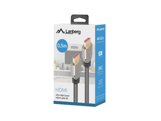 Lanberg HDMI M/M V2.1 8K 60Hz cable 0.5m, black