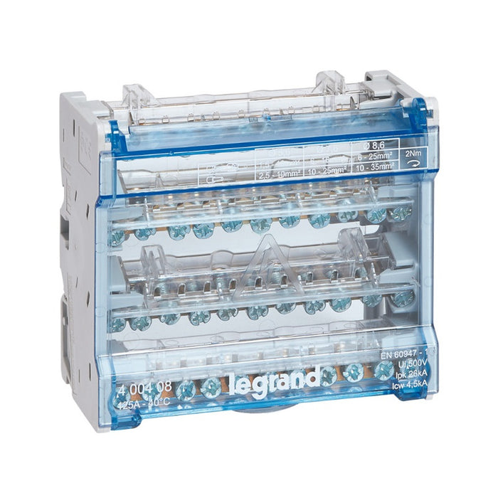 SIX-MODULE DISTRIBUTION TERMINAL BLOCK WITH DISTRIBUTION BARS 125A 4P LGR 400408 LEGRAND