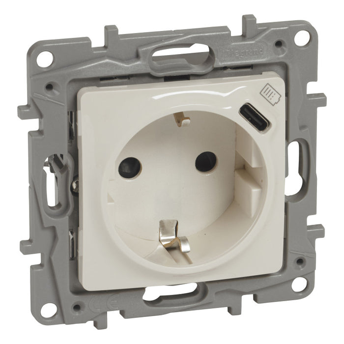 CONTACT SHUKO + USB C NILOE LEGRAND - CREAM