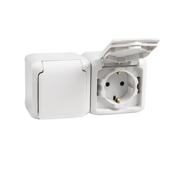 DOUBLE CONTACT SHUKO 16A WITH CHILD PROTECTION FOR OPEN INSTALLATION FORIX LEGRAND - WHITE