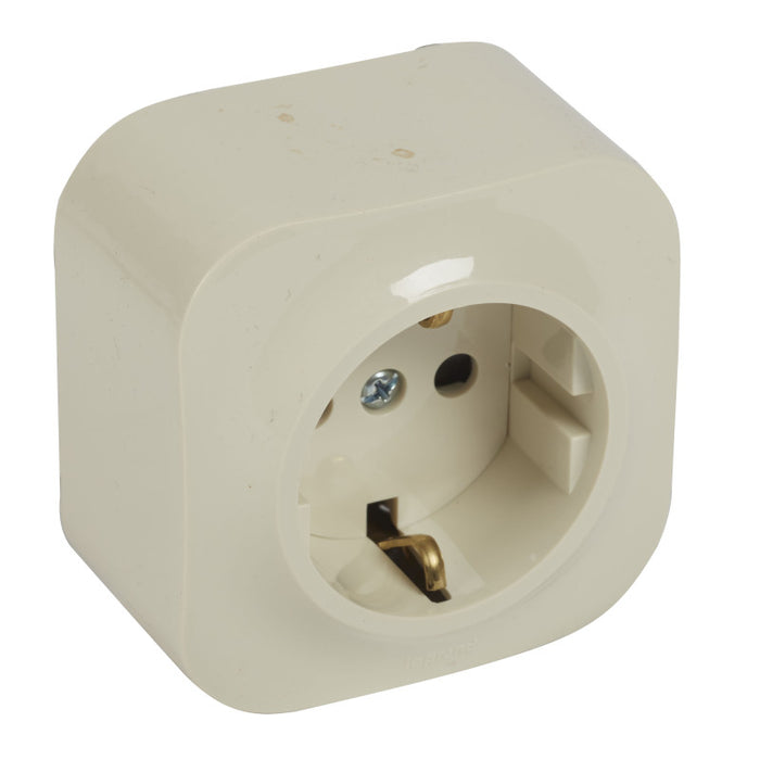 SCHUKO SOCKET FOR SURFACE INSTALLATION WITH CHILD PROTECTION FORIX LEGRAND - CREAM