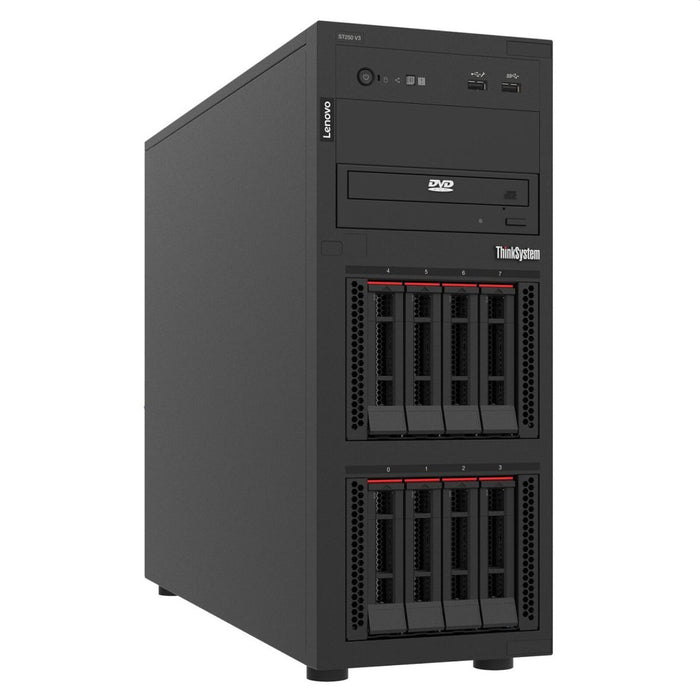 Lenovo ThinkSystem ST250 V3, Xeon E-2436 (6C 2.9GHz 12MB Cache/65W), 1x32GB, O/B, 2.5" HS (8), 5350-8i, HS 800W Titanium, XCC2 Platinum, No DVD