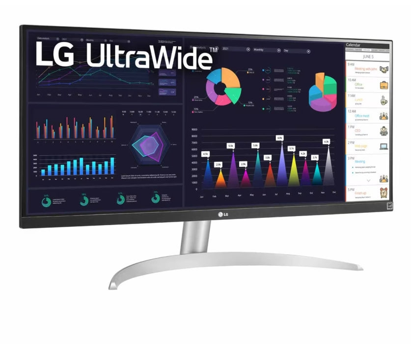 LG 29WQ600-W, 29" UltraWide Full HD, IPS Panel, 1ms MBR, 1000:1, 250 cd/m2, 21:9, 2560 x 1080, HDR 10, sRGB 99%, FreeSync, 100Hz, USB Type-C, Speacers, HDMI, DP, Tilt, Headphone Out, Black