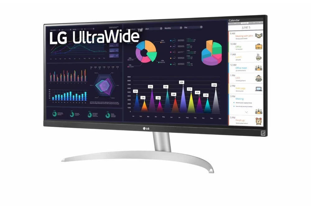 LG 29WQ600-W, 29" UltraWide Full HD, IPS Panel, 1ms MBR, 1000:1, 250 cd/m2, 21:9, 2560 x 1080, HDR 10, sRGB 99%, FreeSync, 100Hz, USB Type-C, Speacers, HDMI, DP, Tilt, Headphone Out, Black