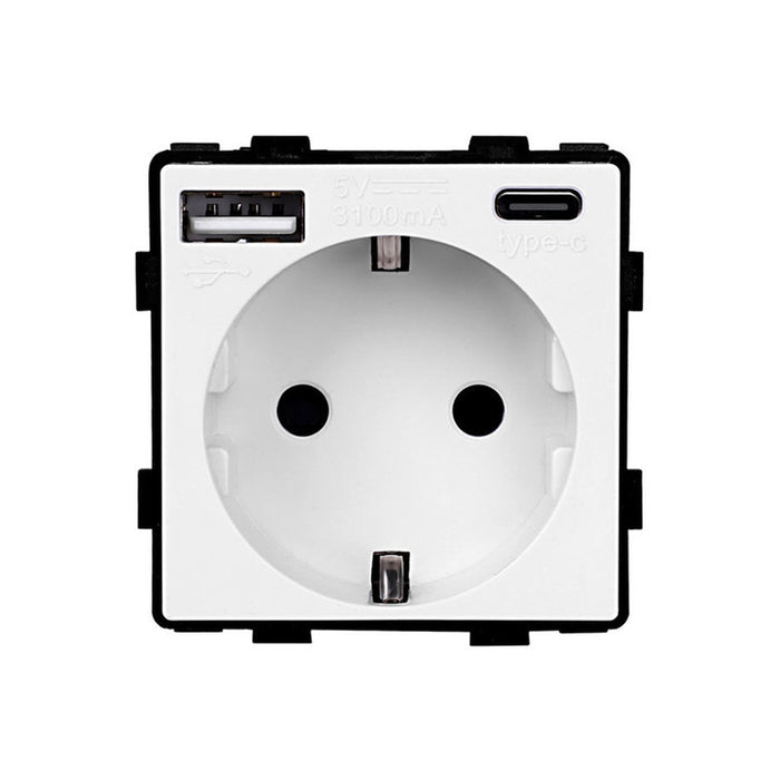 CONTACT WITH USB-A+C AND CHILD PROTECTION MECHANISM WHITE LUXON