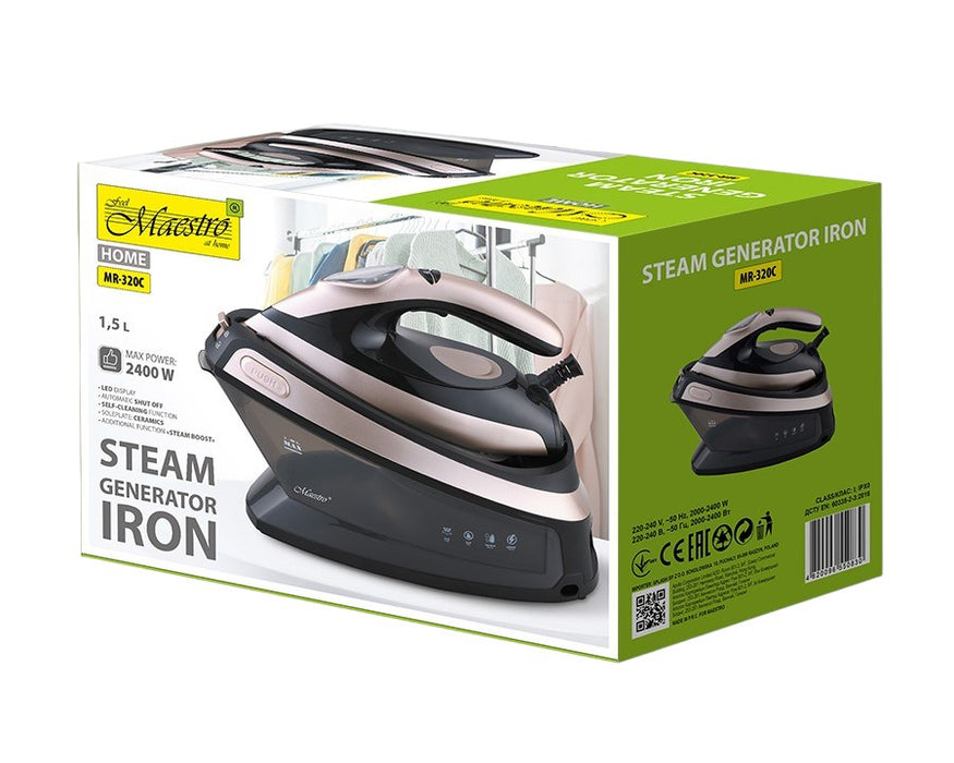 Maestro MR-320C steam ironing station 2400 W 1.5 L Ceramic soleplate Black, Pink gold