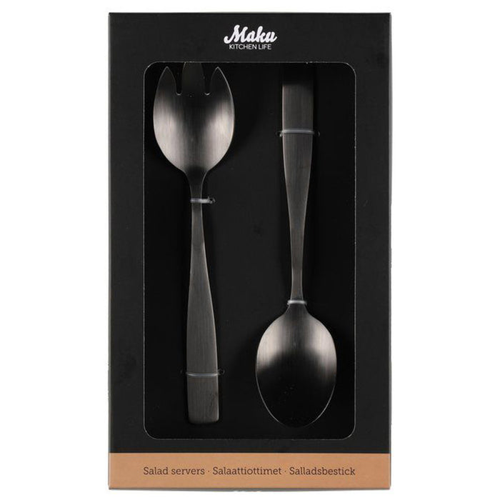 SALAD CUTLERY 2 PIECES BLACK MAKU