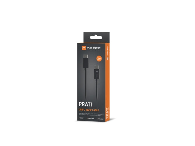 Natec USB-C(M) -> USB-C (M) 2.0 cable 2m pd 100w Black