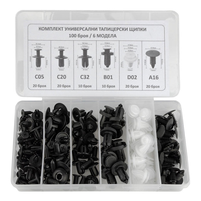 SET OF UNIVERSAL UPHOLSTERY CLIPS 100 PCS NEXTOOL