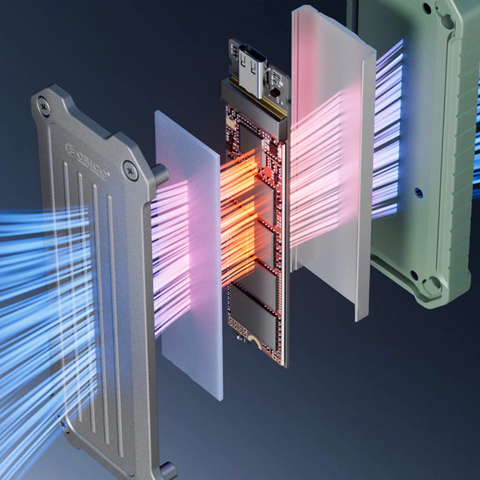 Orico OTPX-G2 M.2 NVMe/SATA SSD USB-C 3.2 tactical reinforced drive bay - gray-green