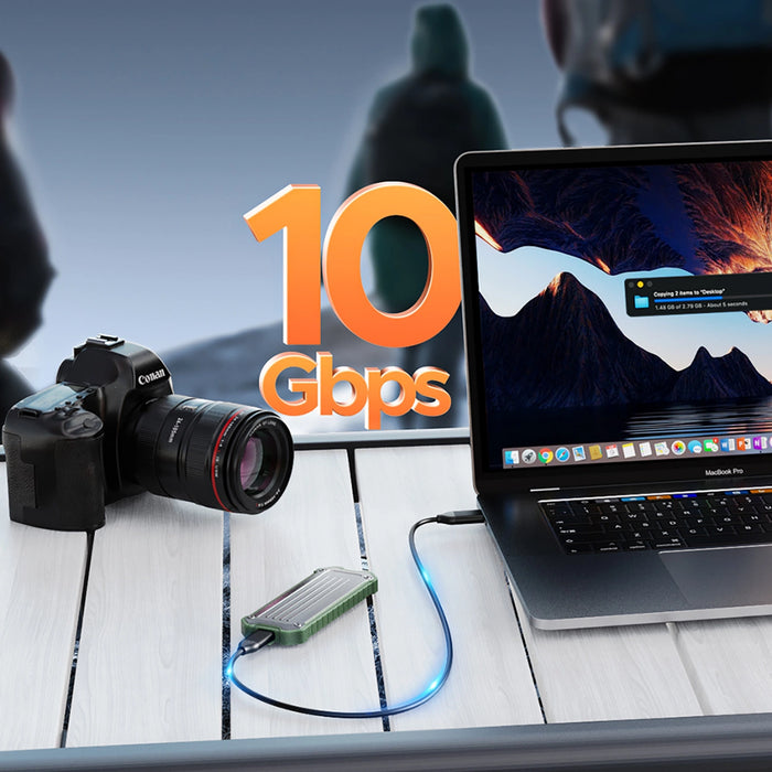 Orico OTPX-G2 M.2 NVMe/SATA SSD USB-C 3.2 tactical reinforced drive bay - gray-green