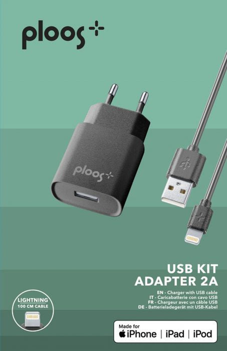 Charger PLOOS 220V for Apple, MFI 2A black