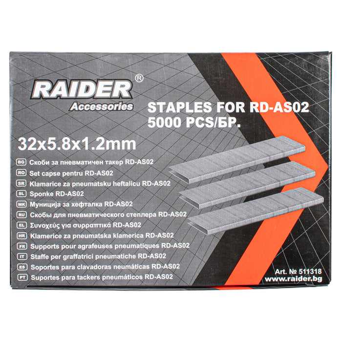 CLAMPS FOR PNEUMATIC TAKER 32X5.8 MM RAIDER RD-AS02 5000 PCS