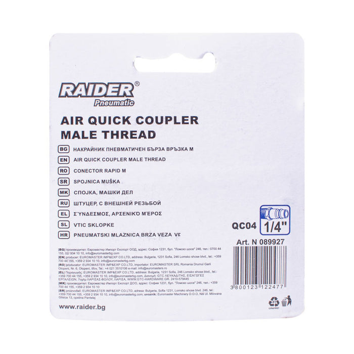 TIP PNEUMATIC QUICK CONNECTION 1/4"M QC04 RAIDER