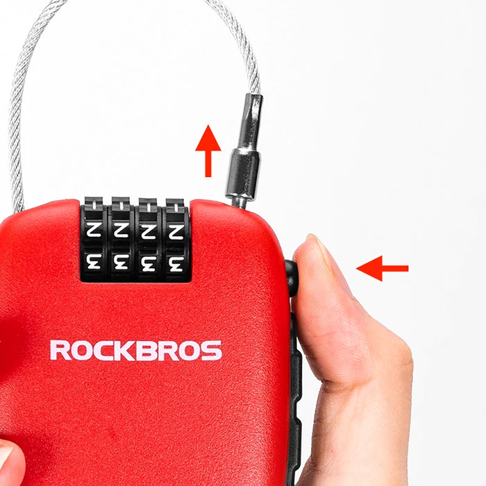 Rockbros 32420981001 bicycle lock with retractable cable - red