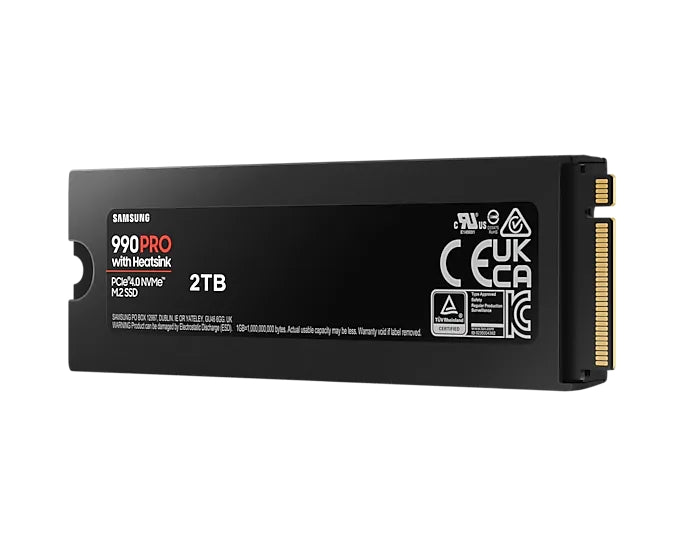 Samsung SSD 990 PRO 2TB Heatsink PCIe 4.0 NVMe 2.0 M.2 V-NAND 3-bit MLC, 256-bit Encryption, Read 7450 MB/s Write 6900 MB/s