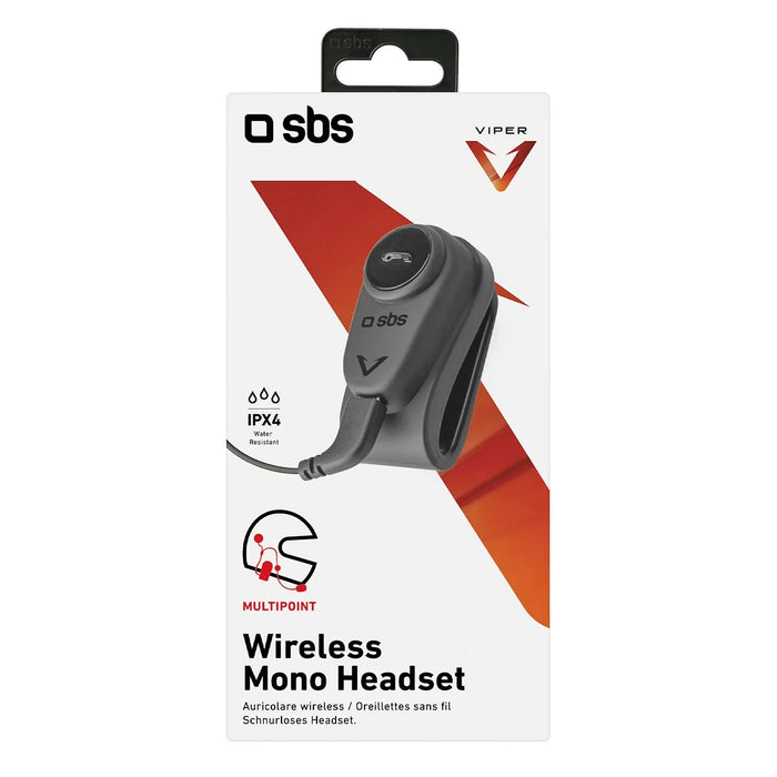 SBS TEEARSETMONOMOTOBTK mono wireless headset for motorcycle helmet - black