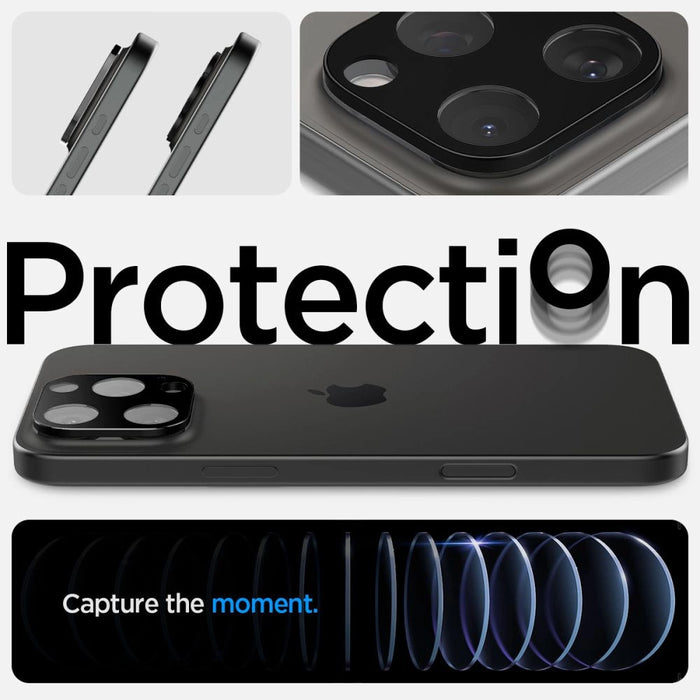 Spigen Optik.tR Camera Protector for iPhone 14 Pro / Pro Max / 15 Pro / Pro Max / 16 Pro / Pro Max - Black 2 pcs.