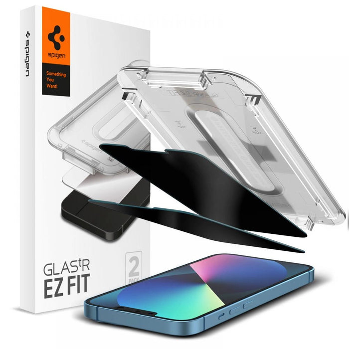 Spigen Glas.tR EZ Fit Privacy Tempered Glass for iPhone 13 / 13 Pro / 14 / 16e - 2 pcs.