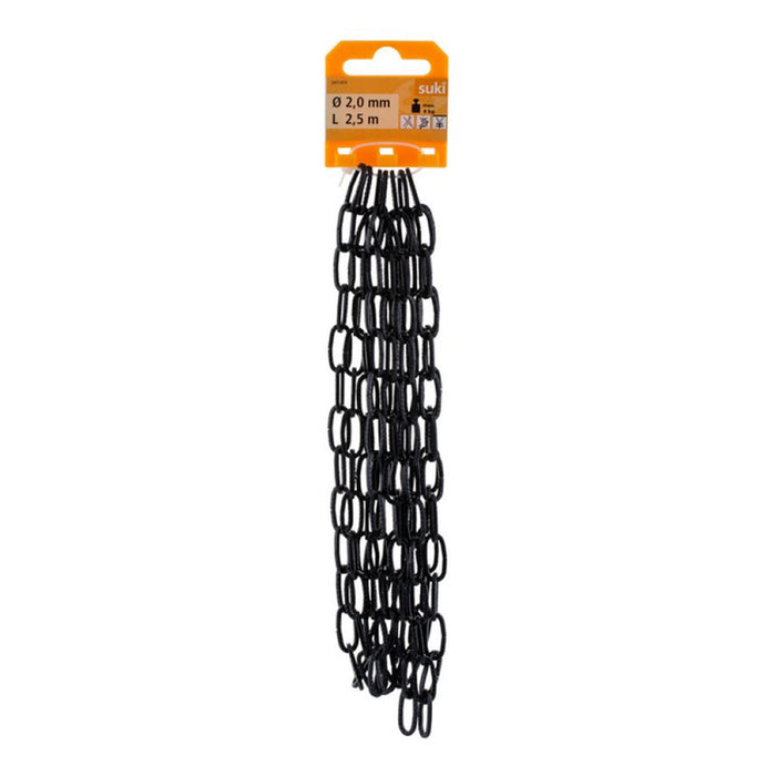 STEEL CHAIN EMBOSSED BLACK 2 MM 2.5 M SUKI