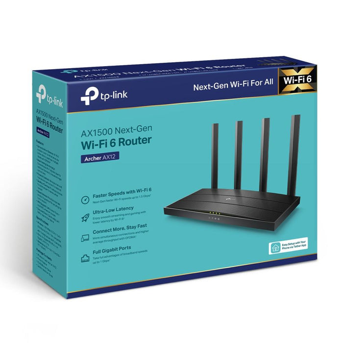 Wireless router TP-Link Archer AX12 AX1500, WiFi 6