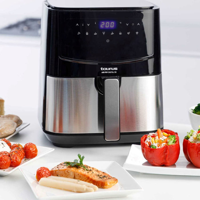 Taurus AF1450XD Single 5 L Stand-alone 1450 W Hot air fryer Black, Stainless steel
