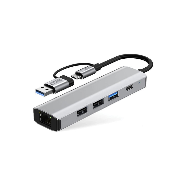 Tech-Protect HB03 HUB Adapter 5in1 USB-C + USB2.0 + USB3.0 + RJ45 - gray