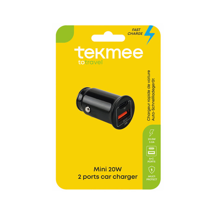 CAR CHARGER USB A+C 20W/3.0A TEKMEE